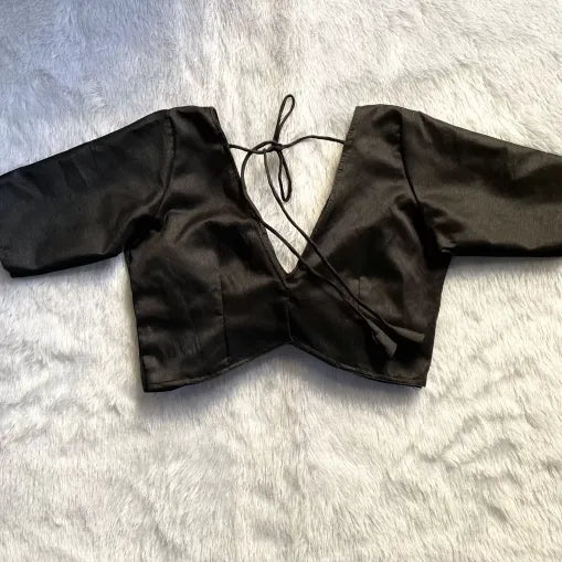 Black Raw Silk Piki Blouse