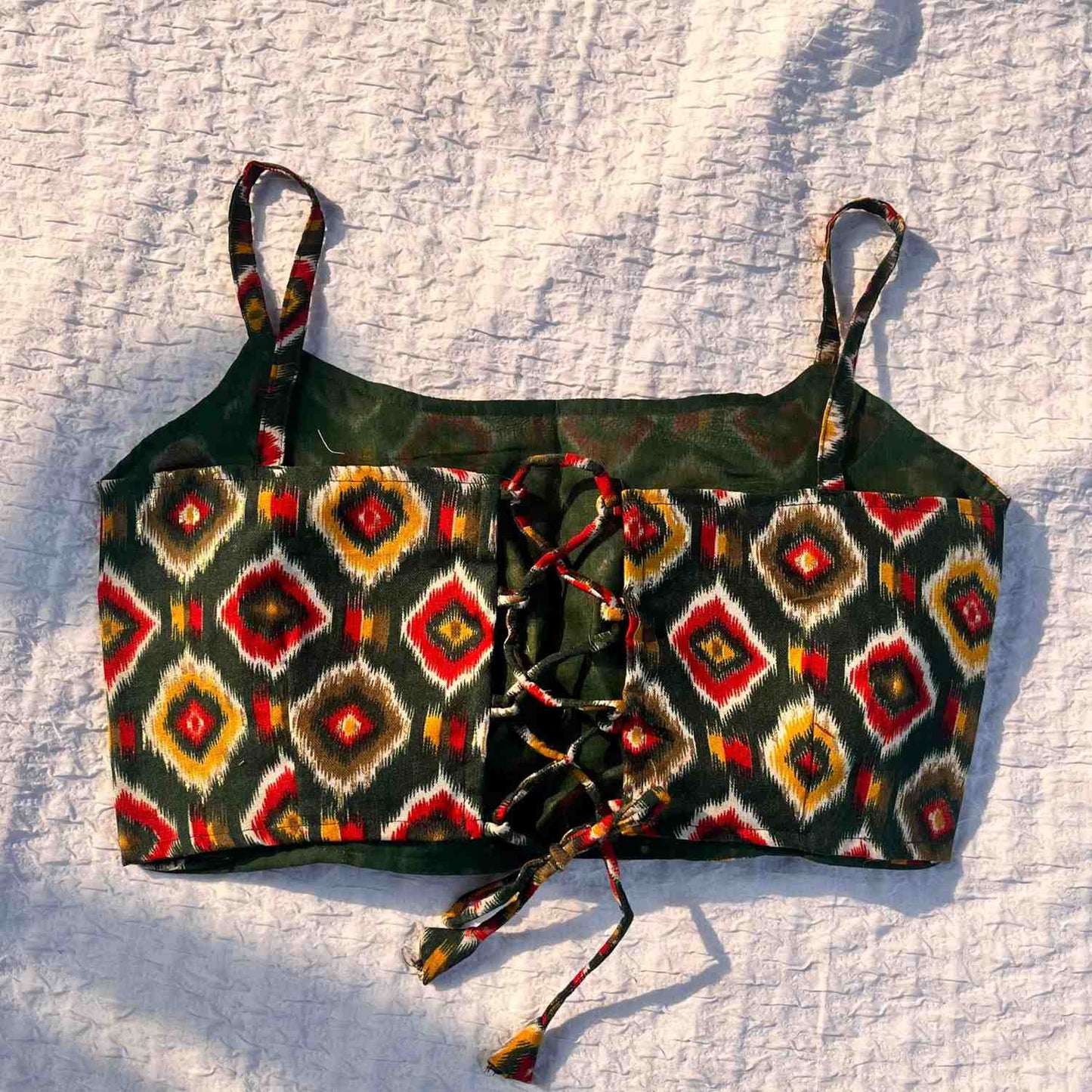 Green patola Criss Cross Blouse - Fal3324