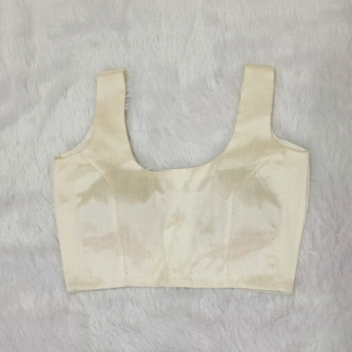 White Plain Raw Silk Blouse