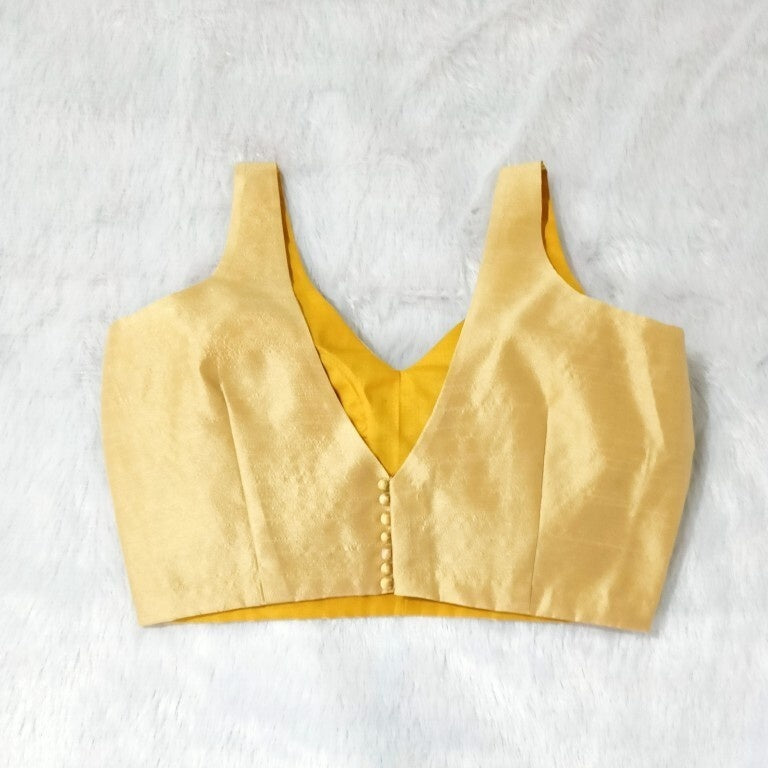 Golden Plain Raw Silk Blouse