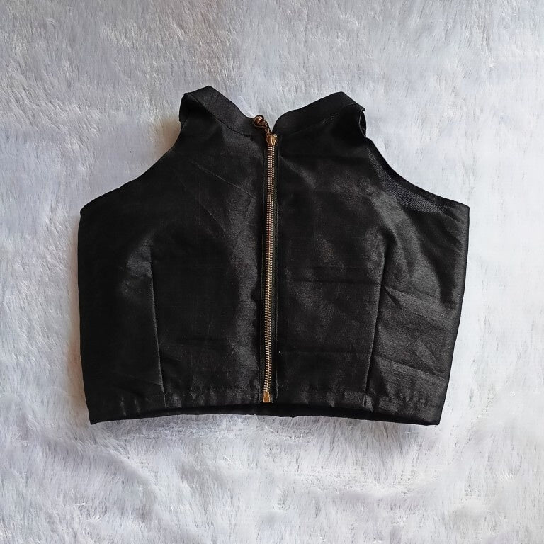 Black Ribk Raw Silk Blouse