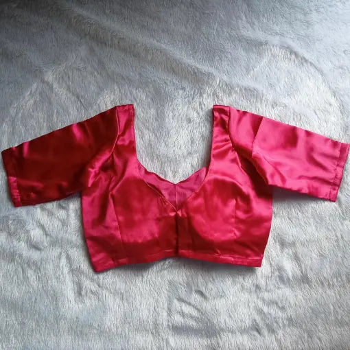 Pink Elbow Sleeves Satin Blouse