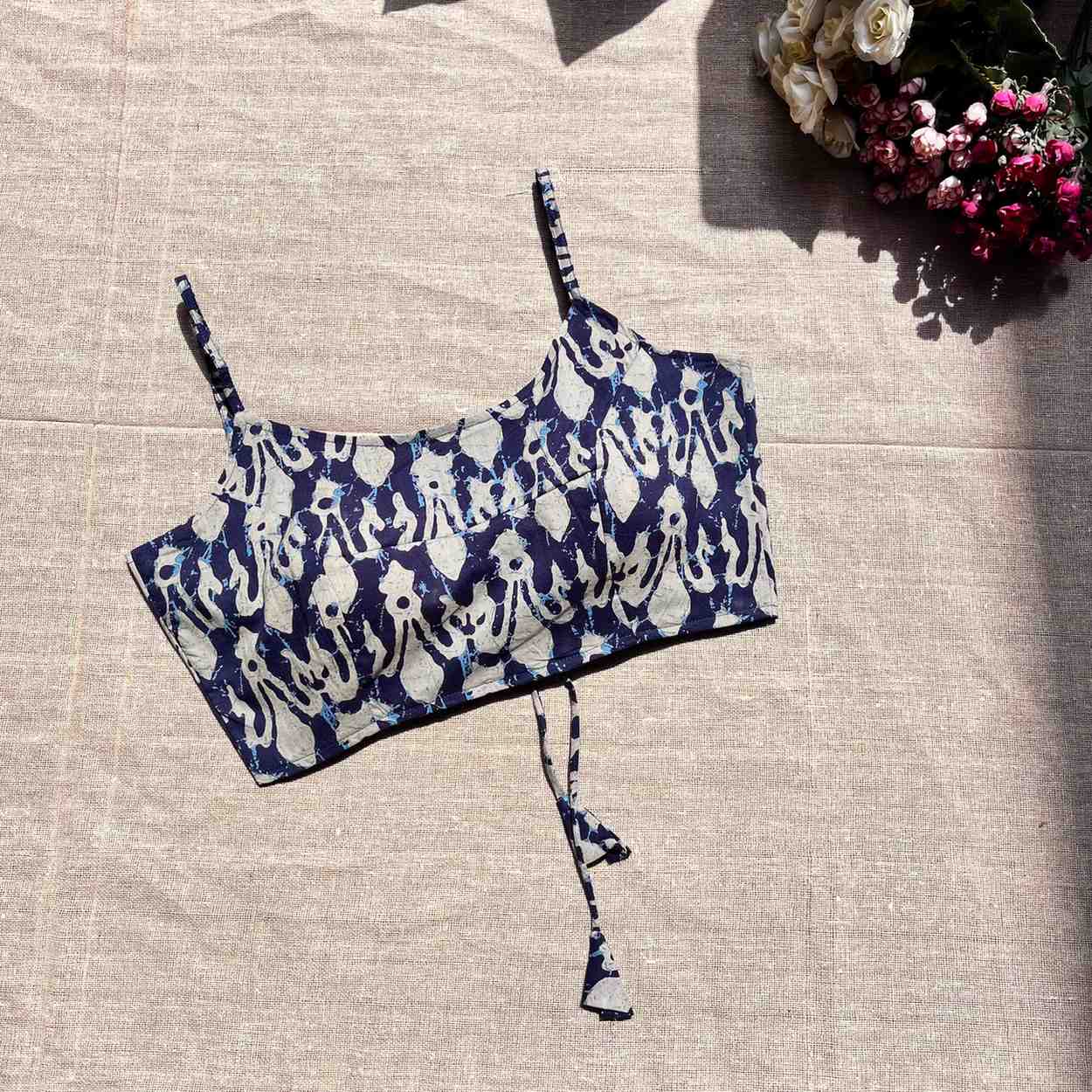 Indigo Batik Criss Cross Blouse - Fal3325