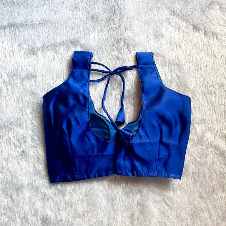 Royal Blue Plain Cut Sleeves Blouse