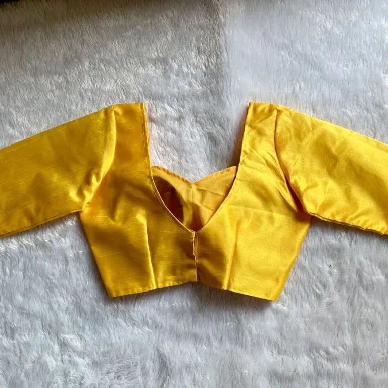 Yellow Full Sleeves Raw Silk Blouse