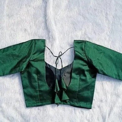 Bottle Green Tukki Plain Jam Cotton Blouse