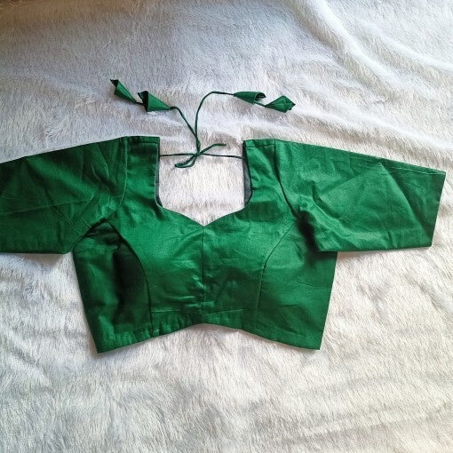 Bottle Green Tukki Plain Jam Cotton Blouse