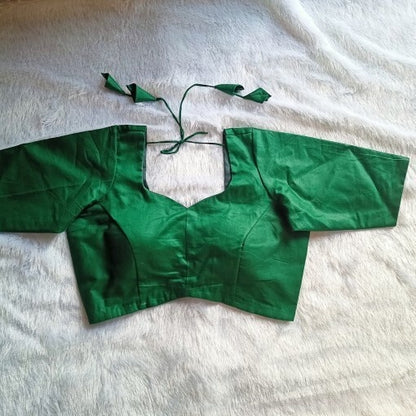 Bottle Green Tukki Plain Jam Cotton Blouse