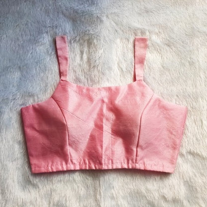 Baby Pink Plain Raw Silk Blouse