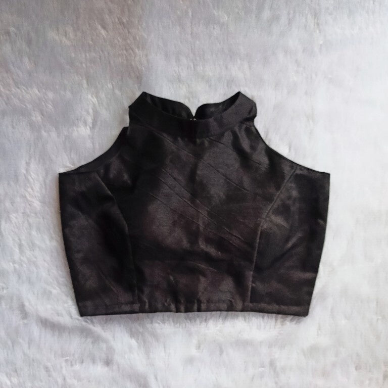 Black Ribk Raw Silk Blouse