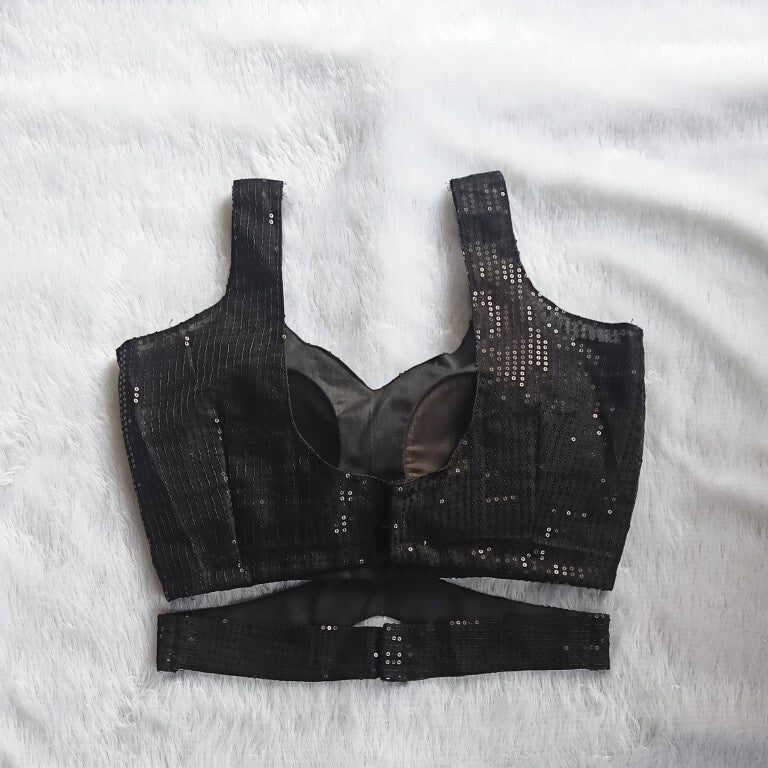 Black Sequin Belt Georgette Blouse