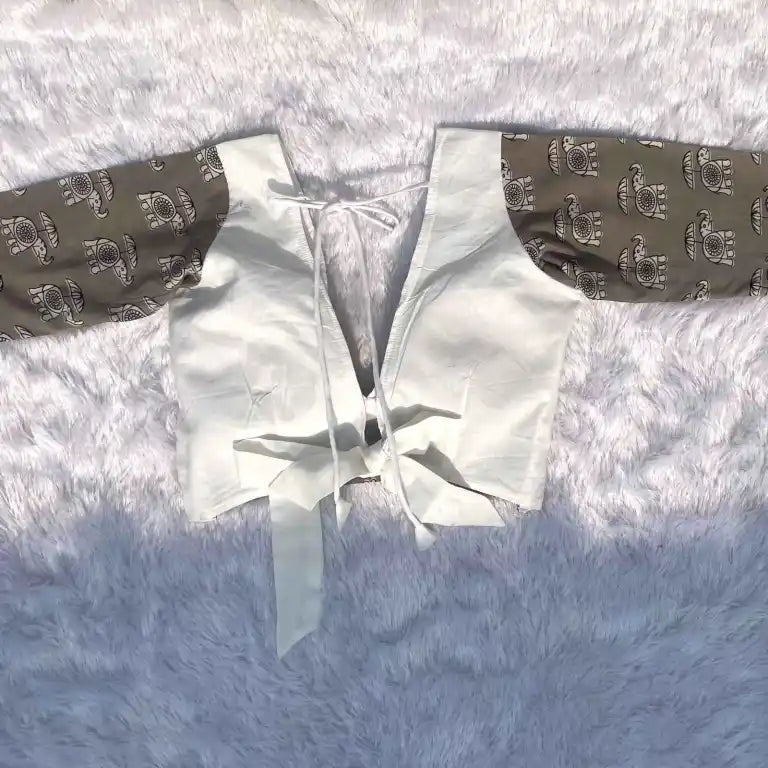 White Elephant V Neck Back Knot Cotton Blouse