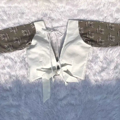 White Elephant V Neck Back Knot Cotton Blouse