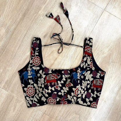 Black Art Cotton With Elastic Back Blouse - Fal3352