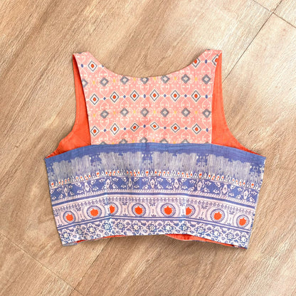 Peach Blue Poetry Cotton Blouse - Fal3353