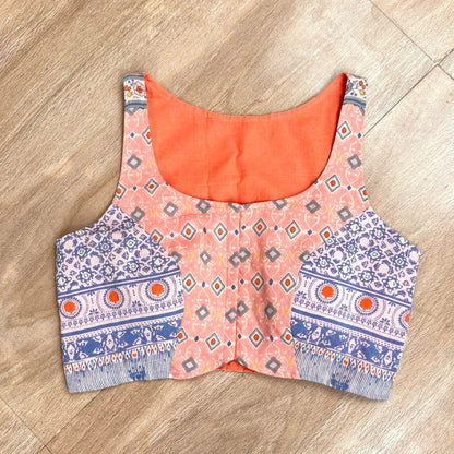 Peach Blue Poetry Cotton Blouse - Fal3353