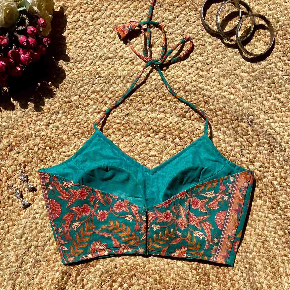 Rama Green Butti Halter Neck Mul Blouse - Fal3335