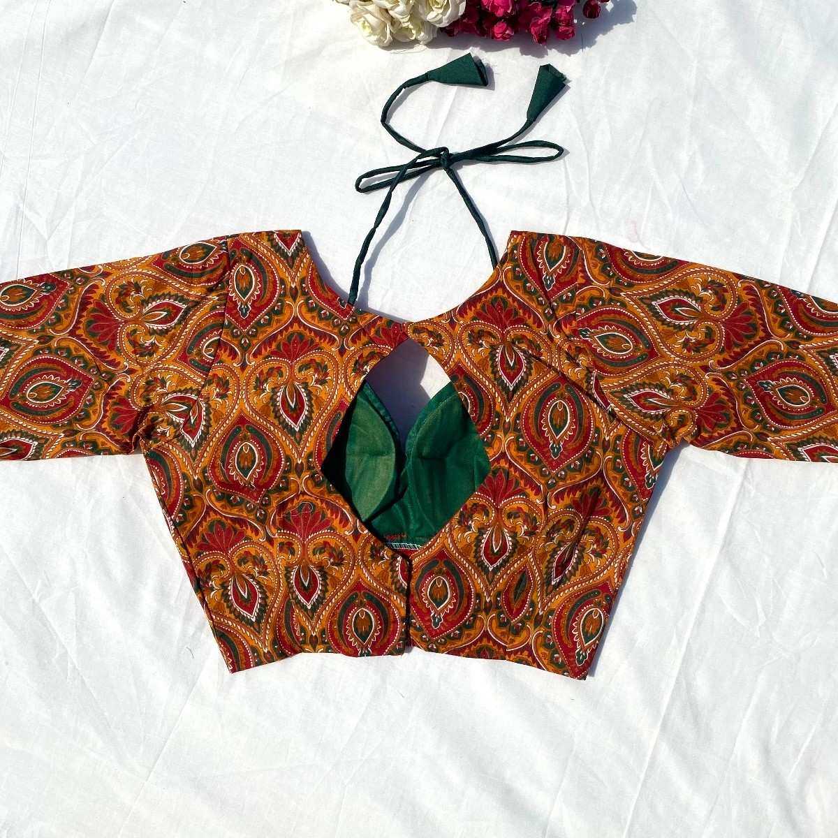 Mustard Paisley Tukki Green Blouse - Fal3331