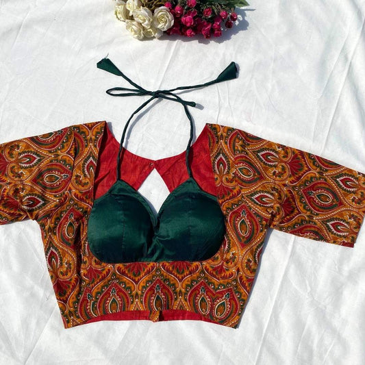 Mustard Paisley Tukki Green Blouse - Fal3331